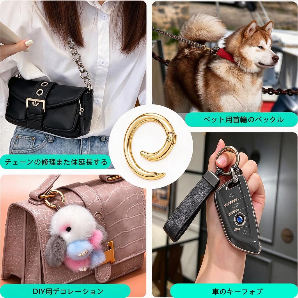 [Rinimie] 10pcs Round Carabiner Keychain Circle Key Ring Inner Diameter