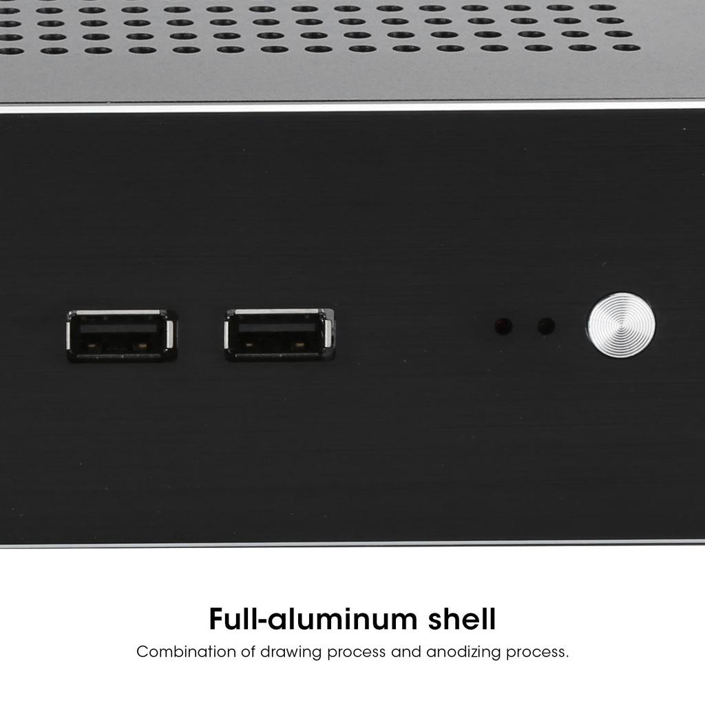 G60S HTPC Gehäuse Vollaluminium ATX Netzteil ITX Gehäuse für Desktop Computer(Silber USB 2.0)