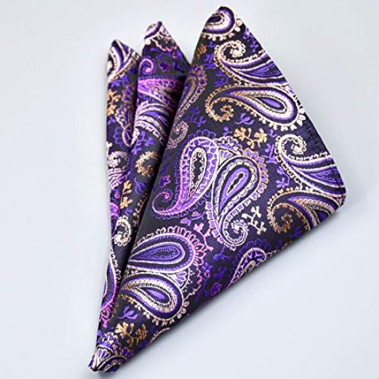 Rio Grande Stripe Paisley Pattern Tie & Pocket Square Set for Men (Type 20) ZM-NT4875-20