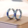 Vintage Blaue Zirkonia Creolen Elegante Minimalistische Luxus Ohrringe für Damen