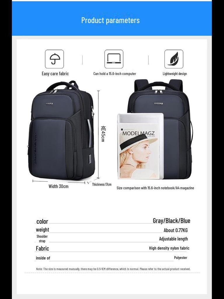 Geräumiger Laptop-Rucksack mit USB-Ladeanschluss – Unisex, spritzwassergeschützt für Geschäfts- und Freizeitfahrten