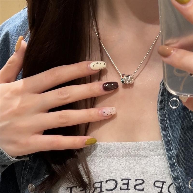 Trendy Exquisite Zircon Pendant Necklaces For Women New Design Rainbow Double Circle Chokers Snake Bone Chain Neck Jewelry Gift