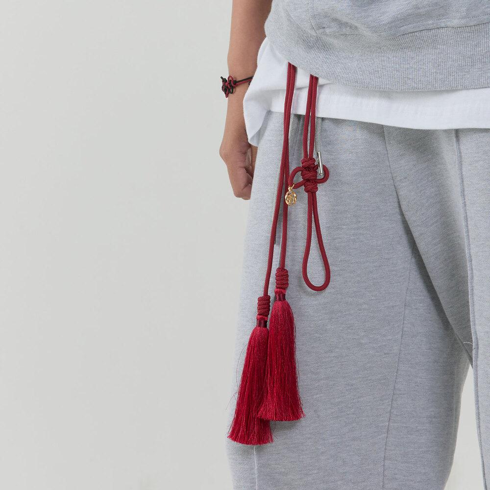 Korean Traditional Gyudorae Knot Tassel Belt, Midi, Red