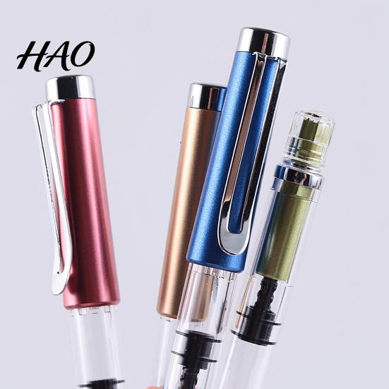 Ergonomic Titanium Pen Fountain High Ink Capacity Vacuum Filling Stainless Smooth Writing Steel Fine Nib for Daily
