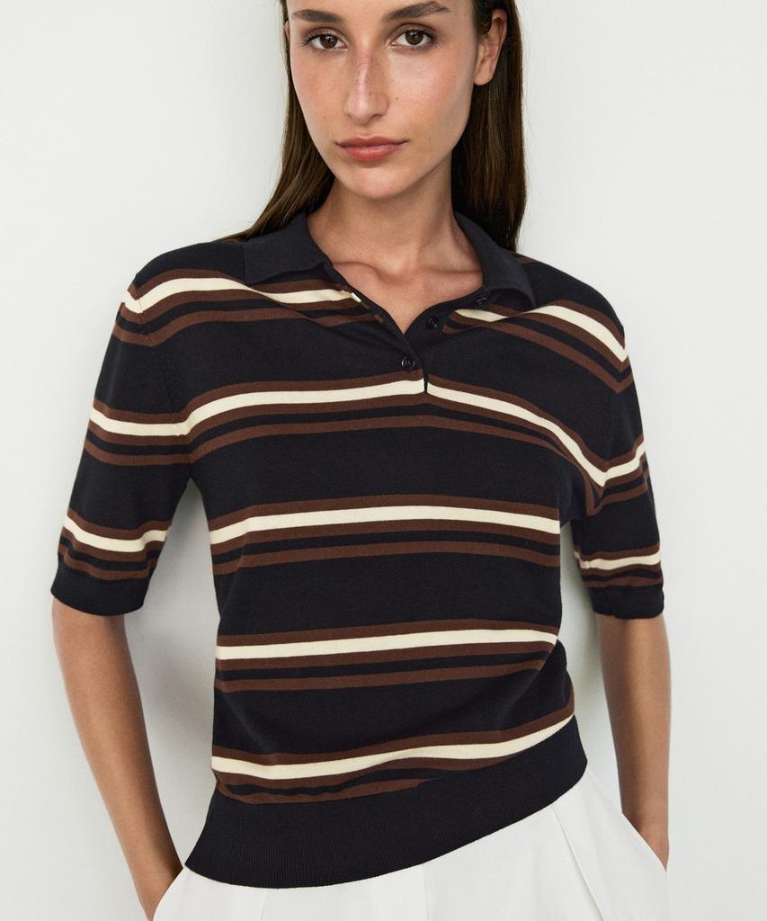 Masimodutti 100% Cotton Striped Knit Polo