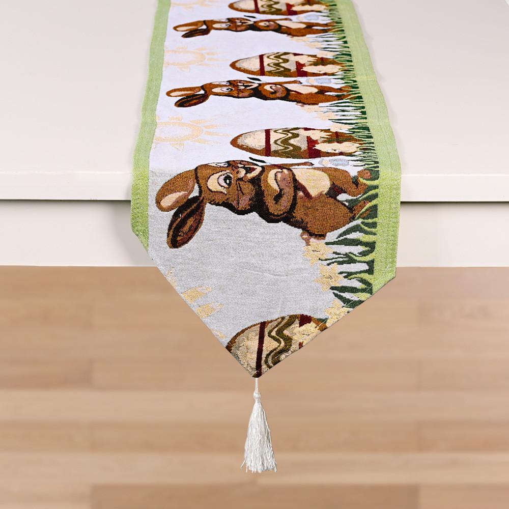 

Delightful Easter Tablecloth With Unique Knitted Bunny Motifs For Holiday Gatherings Drawing Bunny