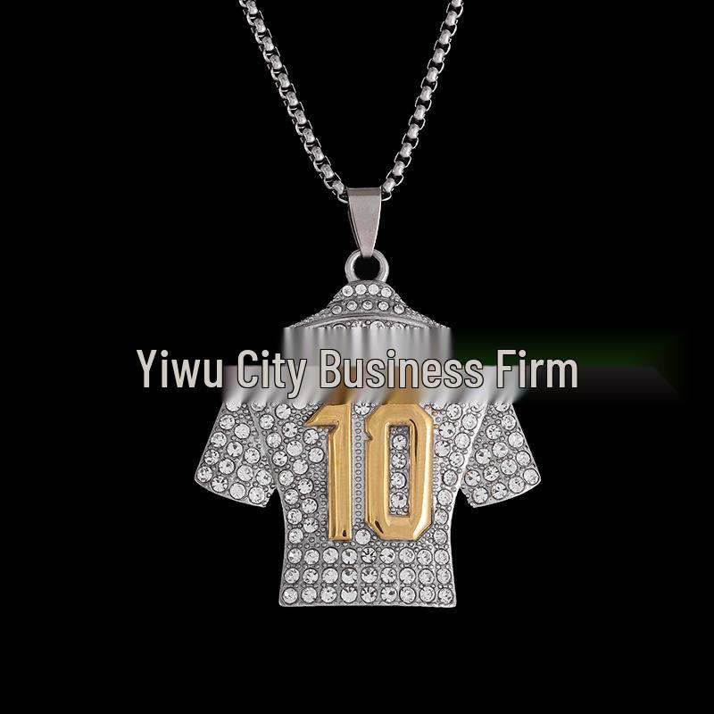 World Cup No. 7 Gold-Plated Jersey Pendant Necklace - European & American Style, Fashionable & Unique Design.