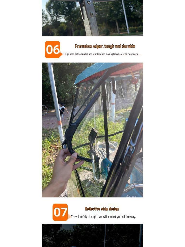 Fully Enclosed Rainproof Canopy for Electric Tricycle & Scooter