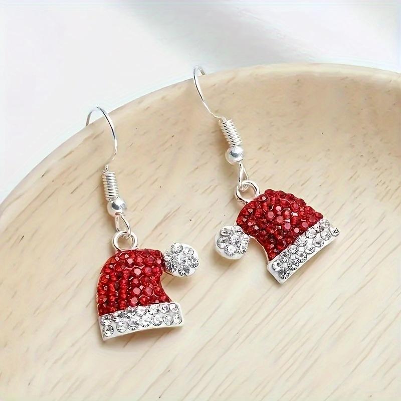 1 Pair of Elegant Silver Plated Zinc Alloy Drop & Dangle Earrings for Women with Rhinestone Accents, Iron Ear Needle, Festive Holiday Gift for Winter