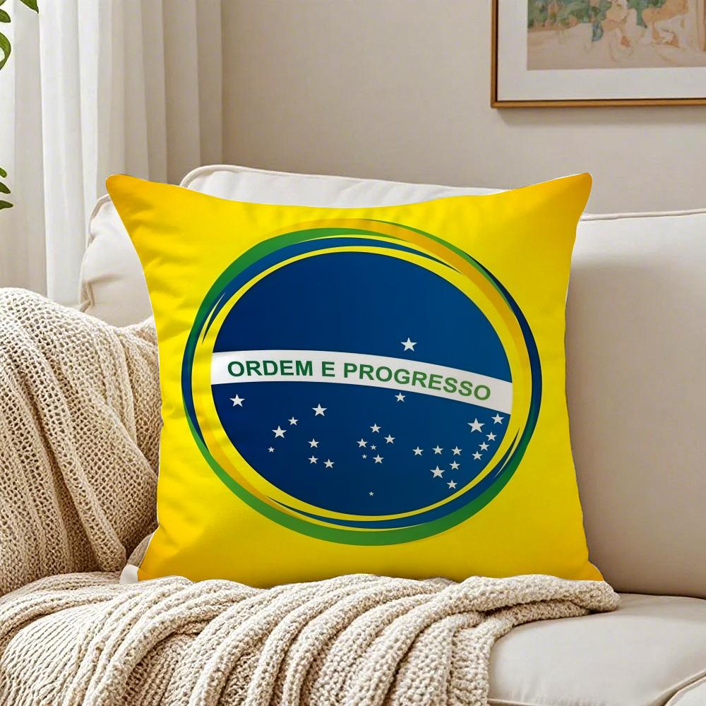 Federa per Cuscino Bandiera del Brasile Lino Minimalista Morbida per Divano Letto Decorazione Stanza Casa