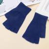 1 Pair Black Half Finger Gloves Women Men Woolen Yarn Knitting Gloves Solid Color Elastic Warm Riding Sport Workout Mittens