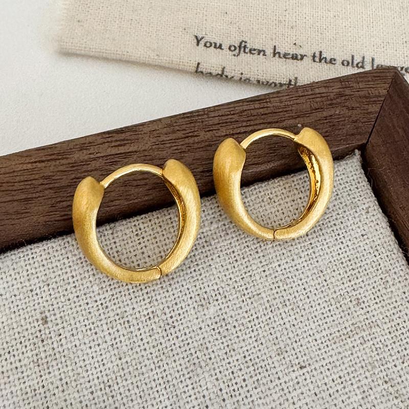 Tibetan Silver 18K Gold Plated Brushed Geometric Hoop Earrings for Women Trendy Fashion  Minimalist Accessories