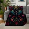 "Bat & Floral Fantasy: Artistic Wall Decor"Blanket Flannel Throw Blanket for Sofa, Bed, Travel, Camping, Office, Couch, Chair, And Bed Gift