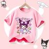 2026 Summer New Soft Cute Kuromi Cartoon Printed Children's T-shirt Loose Casual Round Neck Parent-child Outfit Short Sleeved