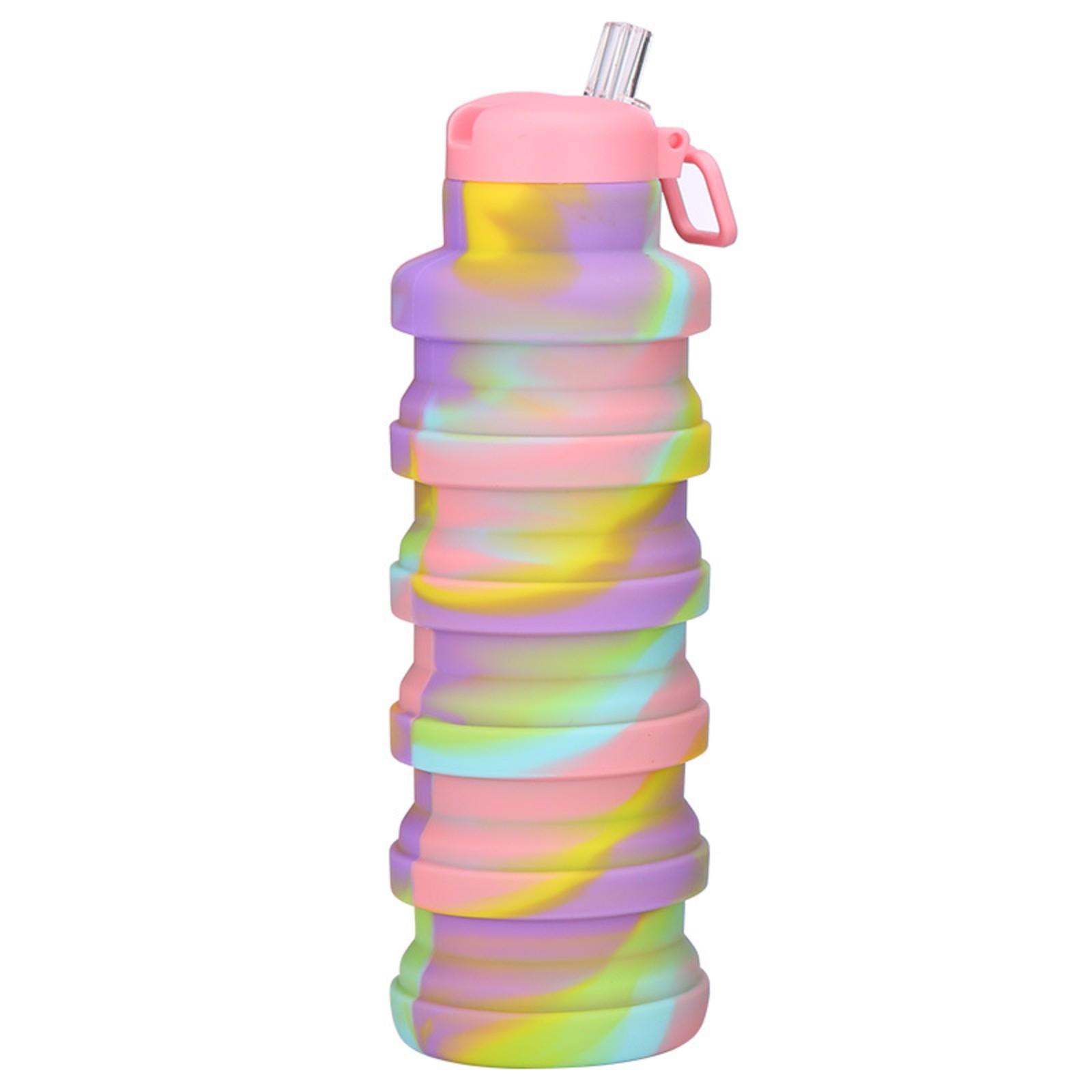 

Бутылка для воды, силиконовая дорожная бутылка, портативная герметичная спортивная бутылка для воды, многоразовая с ручкой и карабином для кемпинга, пешего туризма и велоспорта