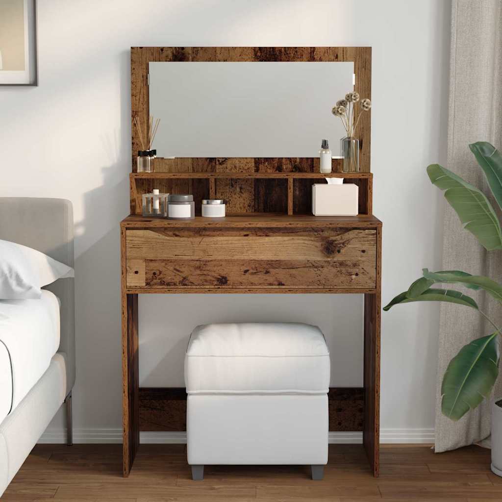 Bedroom Dressing Table Reclaimed Wood 31.5 x 15.6 x 53.1 in (L x W x H)