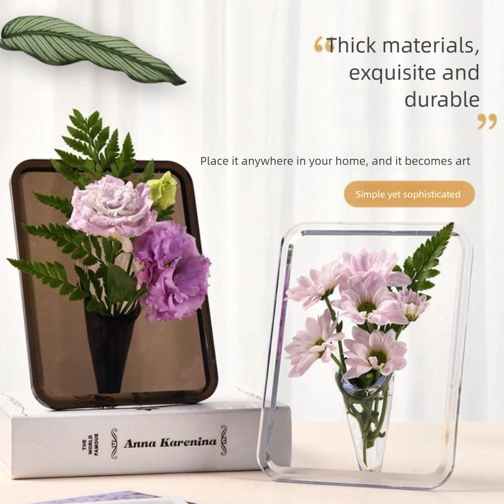 

Modern Acrylic Photo Frame Vase 3D Hydroponic Flower Pot Transparent Flower Vase Home Decor прозорий колір чорний