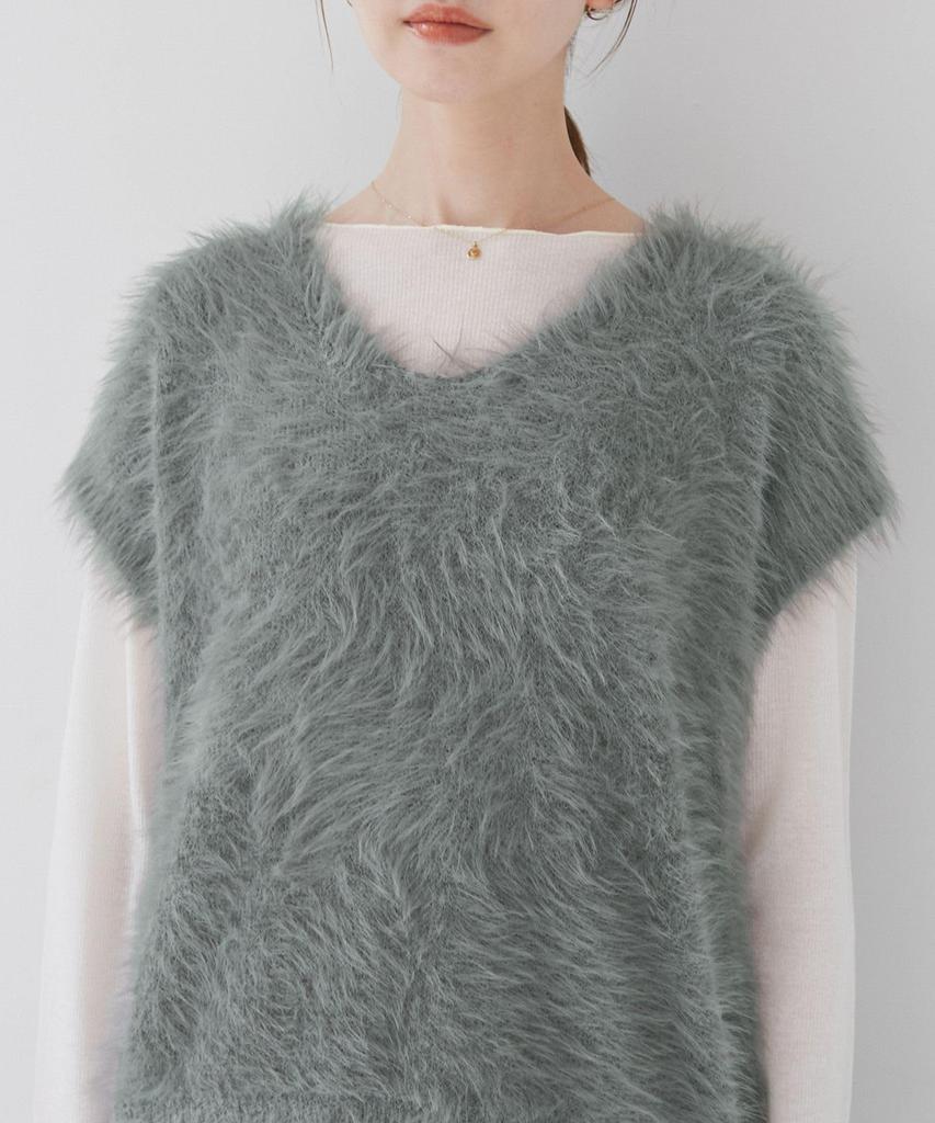 ROPE PICNIC Short Feather Knit Vest GDM55050 Chairosub Women's (Size 22)