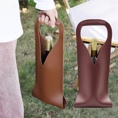 Leather Portable Red Wine Bag for Birthdays Weddings Picnics and Parties High-end Champagne Gift Bag