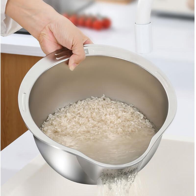 Bernice Stainless Steel Rice Washing Basin Set