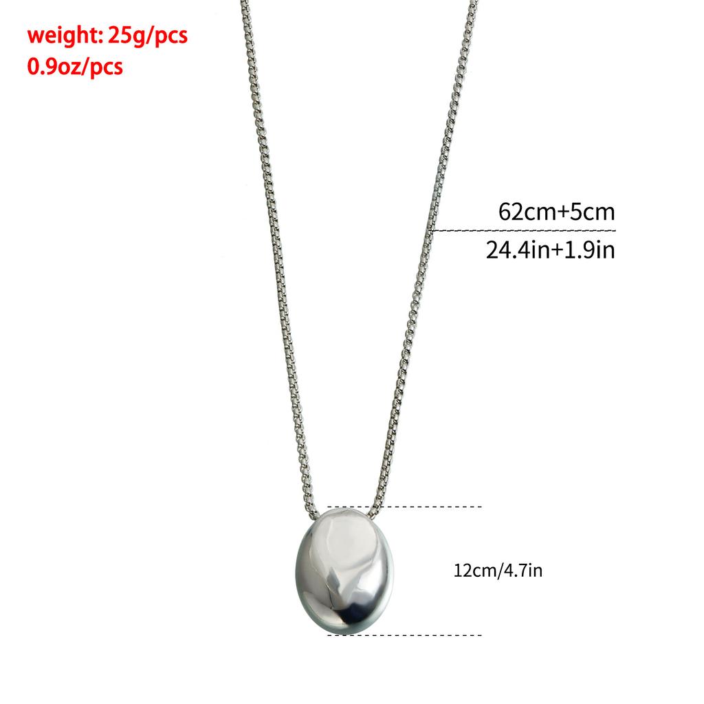 Simple Metal Glossy Oval Waterdrop Geometric Pendant Necklace for Women Punk Long Sweater Chain Charm Party Jewelry Gifts