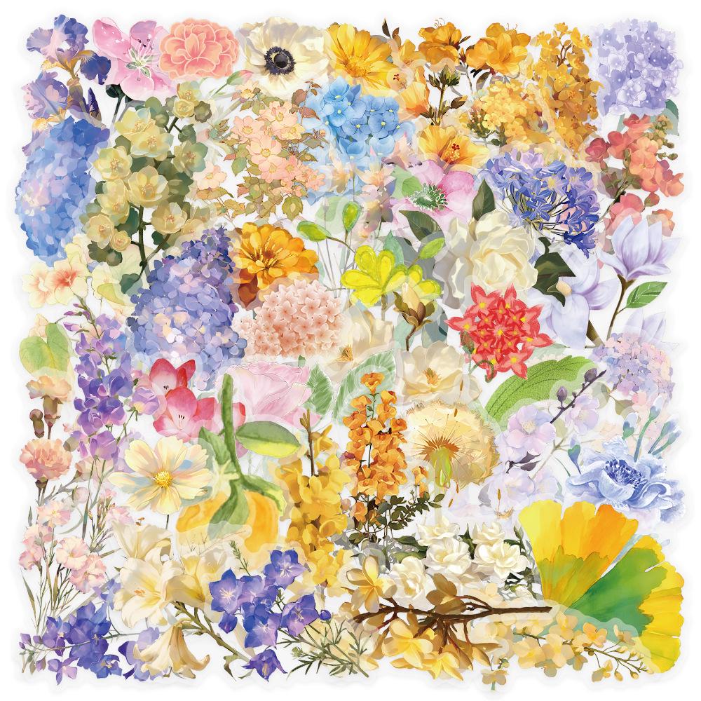 50 Sheets Waterproof Transparent PET Watercolor Stickers for DIY Graffiti and Decoration