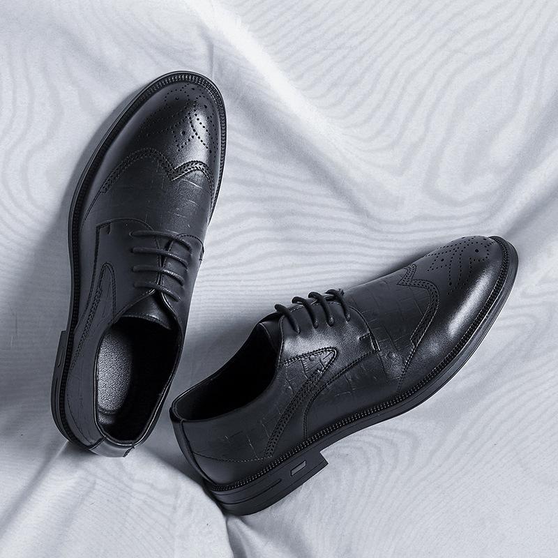Lace-Up Business Brock Leather Shoes Men'S Engraved Retro Round Head Summer New 3228-R