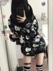AltGoth Cyberpunk Y2k Sweatshirt Women Mall Goth Harajuku Skull Printed Long Sleeve Zipper Cardigan Hoodie Emo Alt Indie Clothes