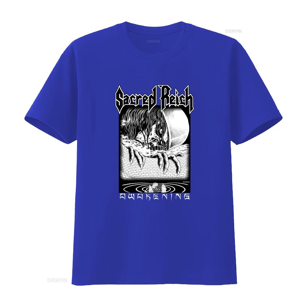 Sacred Reich Awakening Tour T Shirt Heavy Metal Band Design Fit Premium Quality Print Vintage Washed Casual Designer Clothes
