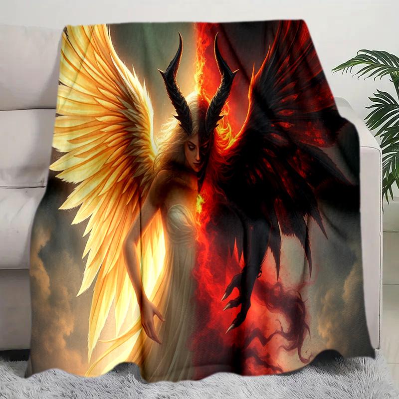 Angel Devil Fantasy Art Print Blanket Soft Comfortable All Seasons Couch Office Nap Travel Blanket Birthday Gift Christmas Present