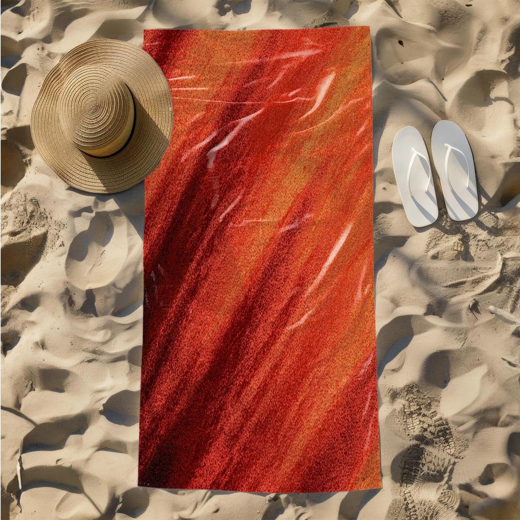 1pc Fiery Gradient Texture Background 2D Printed Microfiber Beach Towel, quick dry super absorbent. Great for beach, pool