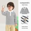 Kaka Panda Kids' Long Sleeve Polo Neck T-Shirt - Boys’/Girls’ Spring/Autumn Base Layer