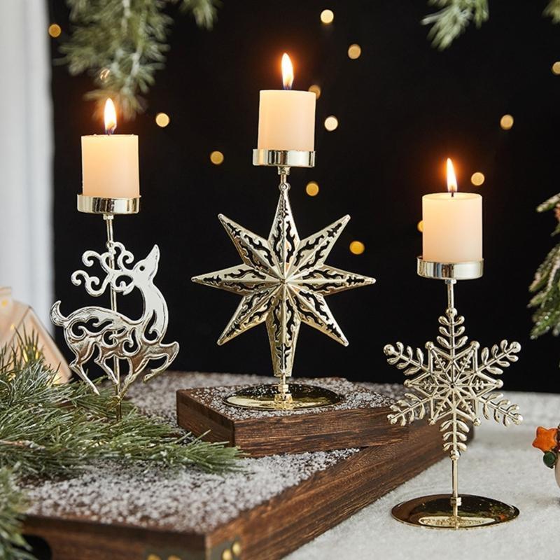 Christmas Holders Christmas Iron Art Candlestick Table Ornament Home Xmases Party Decors Decorative Stand
