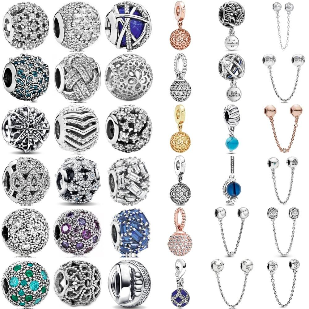 925 Silver Bow Globe Snowflake Charm Pendant DIY Jewelry Gift For Women Fashion Bracelet Accessories