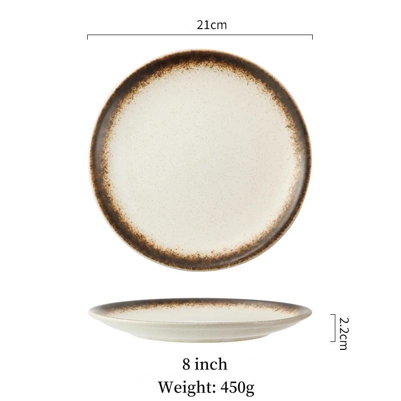 Multifunction Black Ellipse Circle Dinner Plate Under-Glazed Ceramic Dessert Tray Steak Pasta Dish Dinnerware Microwave Safe