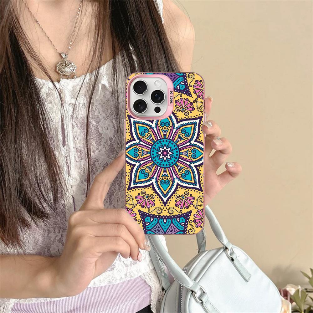 Mandala Flower Totem Phone Case For iPhone 16 15 14 13 12 11 Pro Max X XR XSMAX 8 7 Plus Matte Shockproof Back Cover