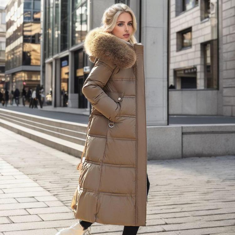 Parkas de Lana de Cordero y Algodón Cálidas y Esponjosas con Cuello con Capucha Abrigo Largo Medio Chaqueta de Invierno con Cremallera