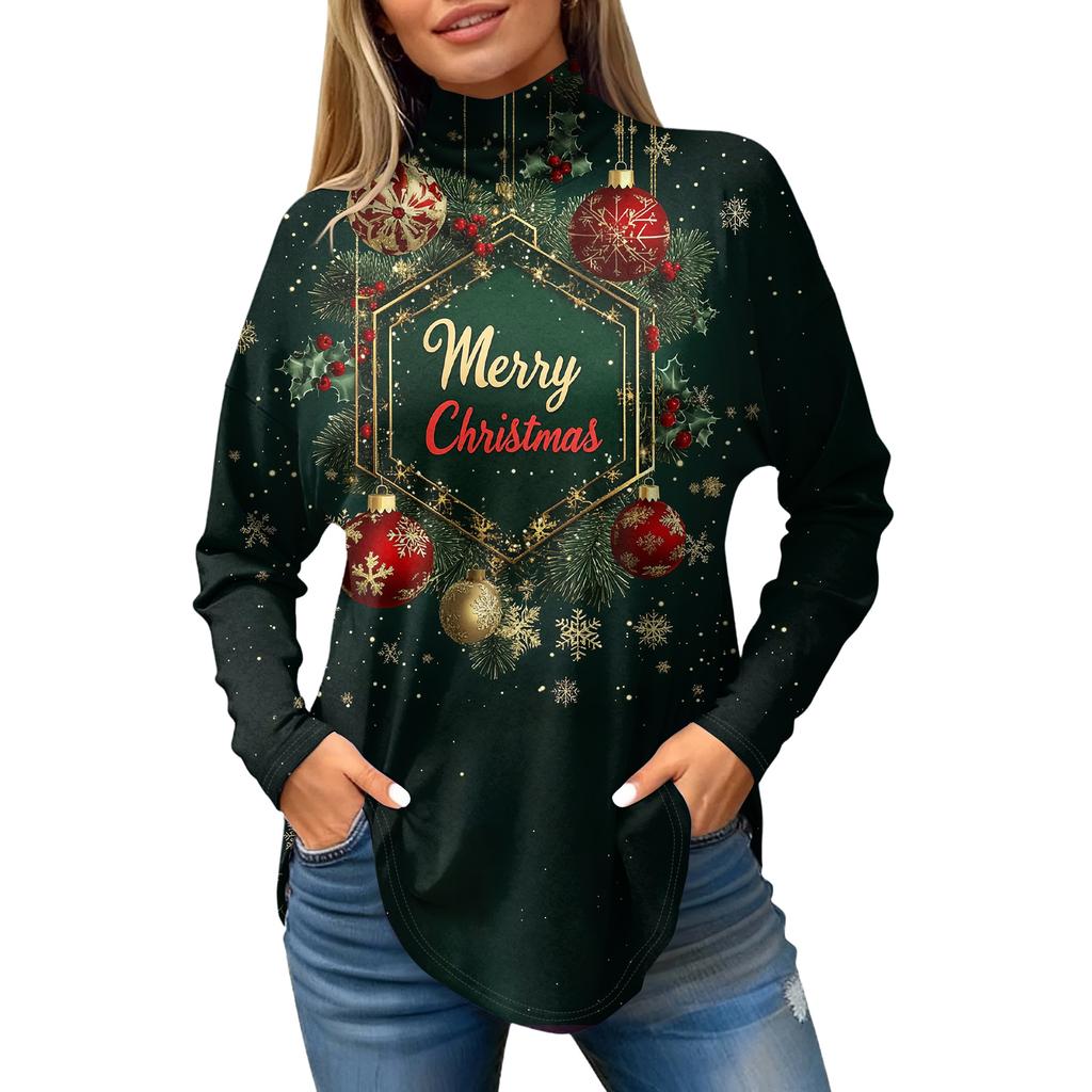 Cămăși de toamnă casual cu mânecă lungă Hanorac cu imprimeu vintage Pulover cu gât înalt