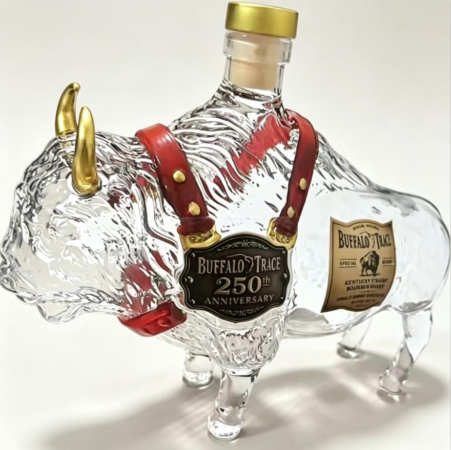 Unique Bison Shaped 350ml High Borosilicate Glass Decanter Clear Liquor Whiskey Bottle Craft Sticker Label Bar Display