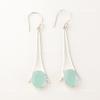 Natural Aqua Chalcedony 925 Sterling Silver Mothers Day Dangling Hook Earrings EE-136-16