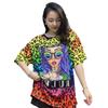 Fashion Leopard Print T Shirts Women Summer Clothes Casual Character Pattern Diamonds Beading Short Sleeve Tops