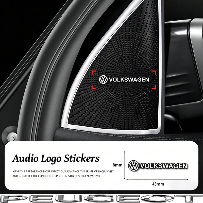 5/10Pcs Car Audio Speaker 3D Aluminum Badge Logo Stickers For VW GTI Polo Golf Passat Tiguan Arteon CC Taigo Caddy Jetta Hub Cap QK7