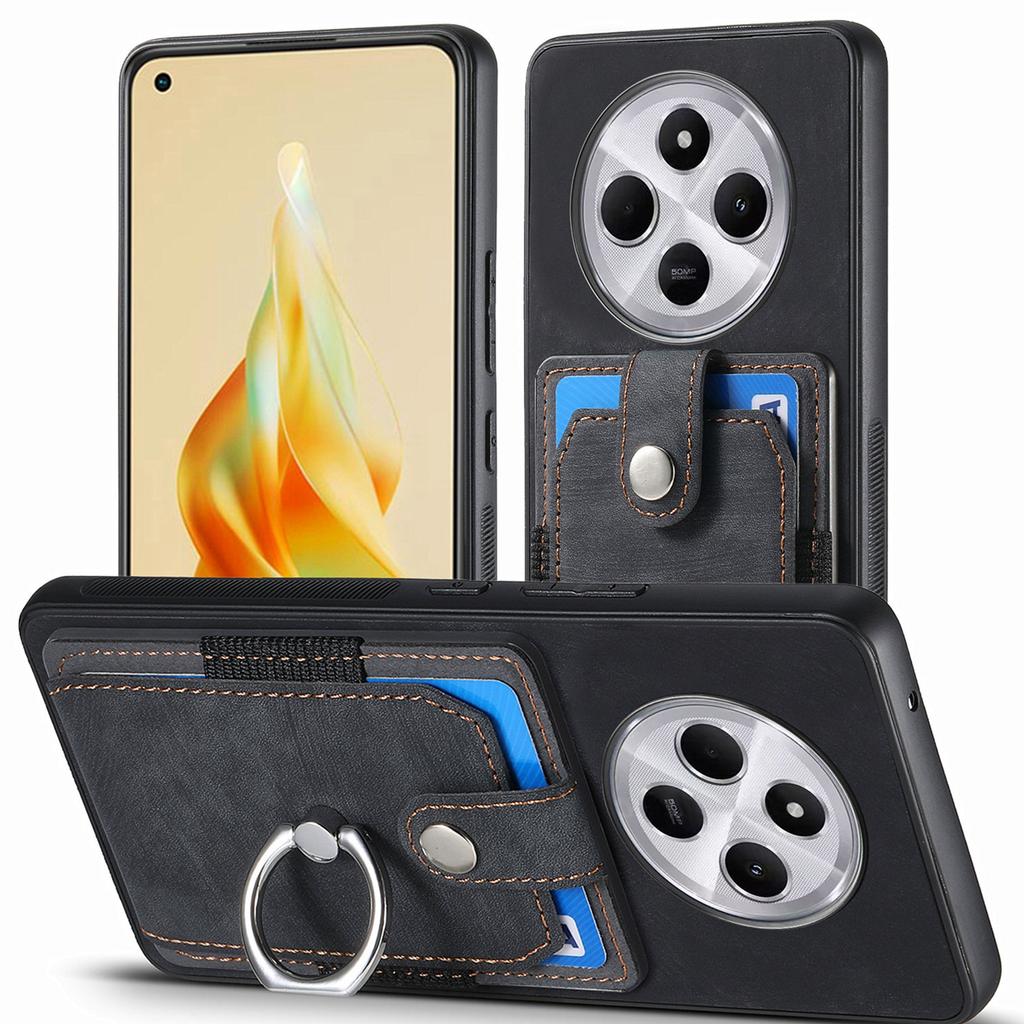 Kickstand Phone Case For Xiaomi Redmi 14C 4G/14R 5G/Poco C75 4G Leather+TPU Non-Slip Protective Cover Card Slots