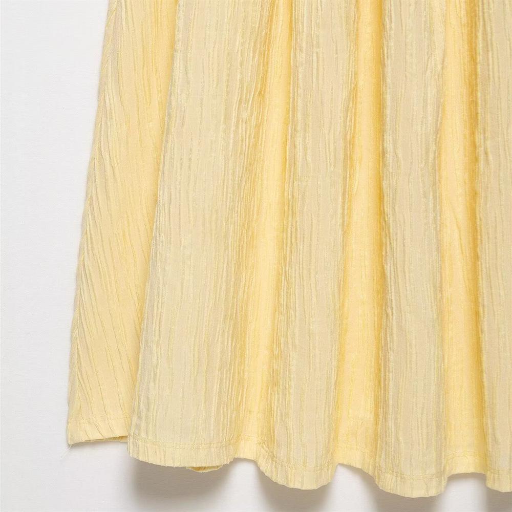 2025 Spring/Summer Women's Square Neck Textured Backless Slim Fit Pleated Dress