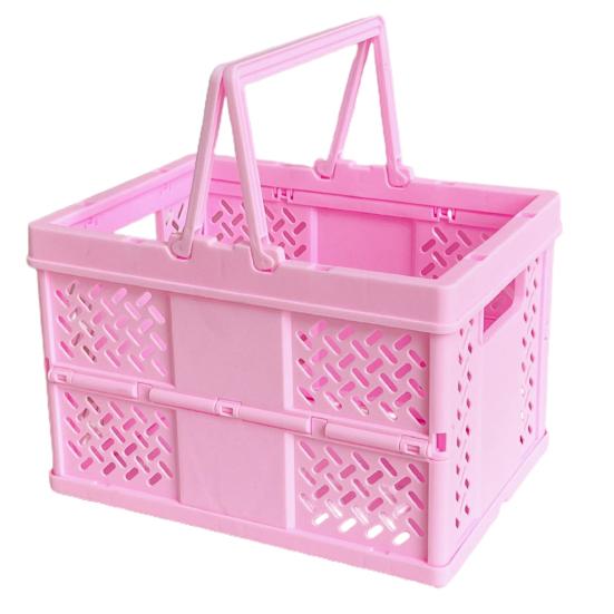 

Корзина для хранения продуктов для пикника, большая вместимость, однотонная, с ручками, складная, с выемкой для хранения грязной одежды, прочная, выдерживающая нагрузку, для путешествий на открытом воздухе, пикника розовый