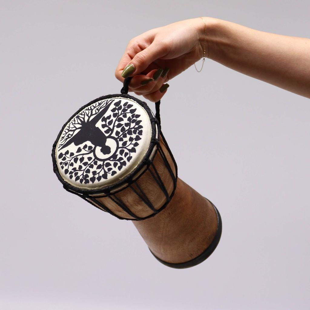 Djembe Drum Wide Top Buddha Design 13cm