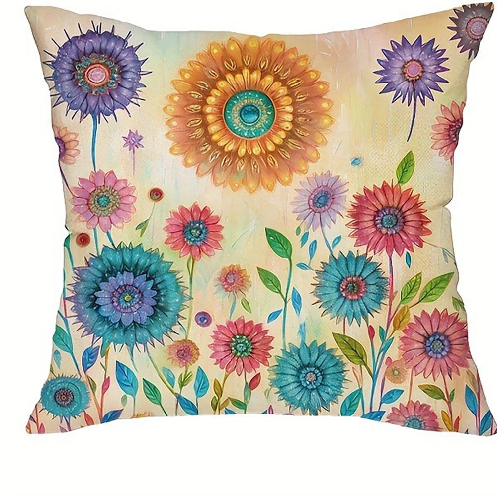 Colorful Floral and Bird-Printed Pillowcases: Add a Touch of Nature's Charm! Sofa Cushion Cover Home Room Decoration
