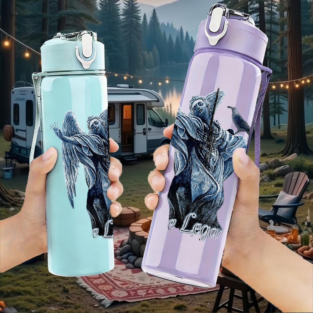 1PC Blue Demon Fantasy Dark Grunge Print 750ml Portable Sports Water Bottle Leakproof Gym Outdoor Travel Drink Cup