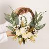16 Inch Artificial Rattan Wreath with Flowers Lifelike Faux Hydrangea Wreath for Spring Summer Indoor Outdoor Home Wall Porch Farmhouse Decor