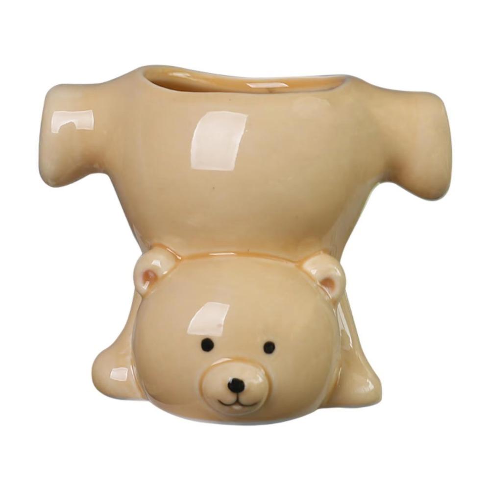 

Коррозионностойкий Горшок для растений Медведь Мультяшная статуэтка медведя Забавный животный цветочный горшок Настольный бежевый